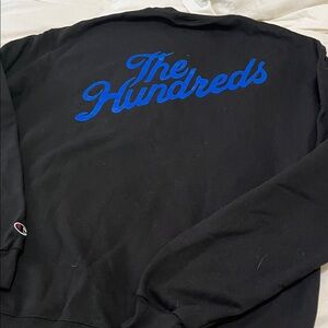 The Hundreds Black Sweatshirt with Blue Script Logo front and back size XL